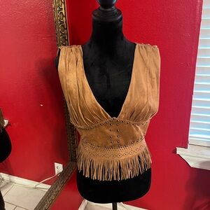 Brown suede cowgirl top